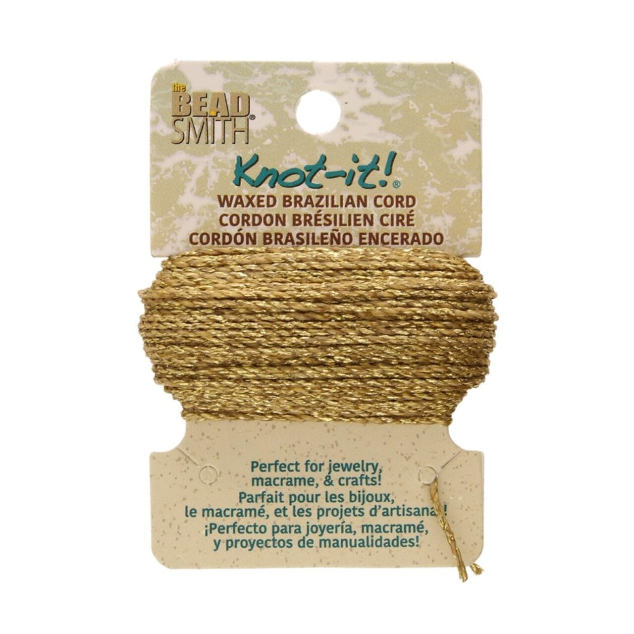 The Beadsmith Waxed Brazilian Cord, 0.7 mm Diameter, Light Wax, 15 Yards (13.7 m)